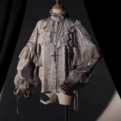 Chemisier gothique gris argenté à volants