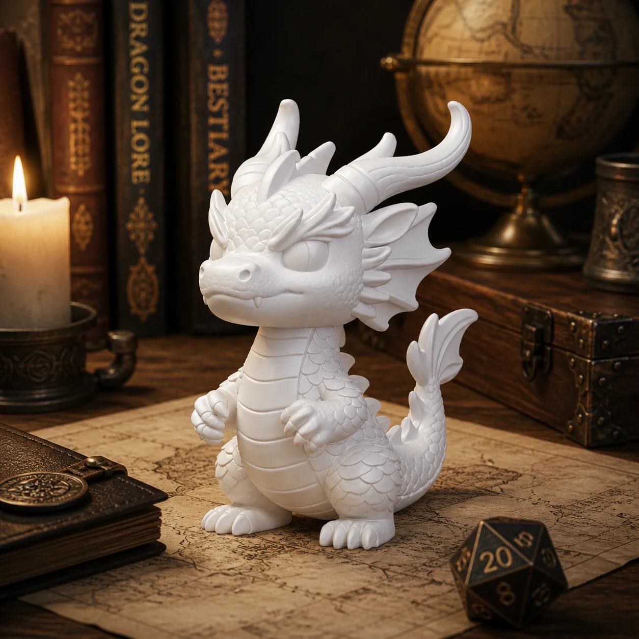 Figurine de dragon miniature en plastique, vue de face