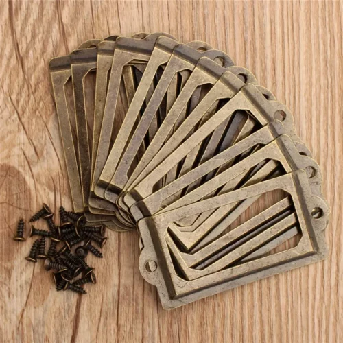 Lot de 12 porte-étiquettes en métal bronze vieilli avec vis de fixation