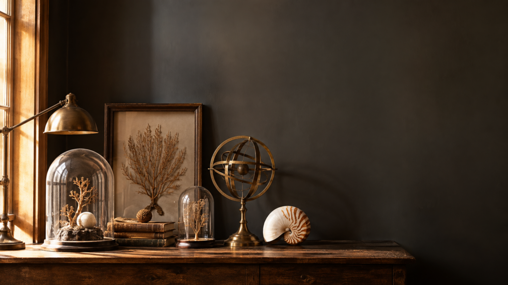 Créer un cabinet de curiosités steampunk sans effet de surcharge — vue principale
