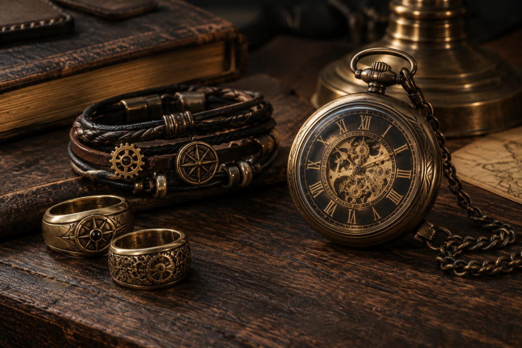 Associer bagues, bracelets et montres steampunk avec élégance — vue principale